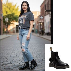 NWT Dr. Martens Wincox Leather Chelsea Boot Polished Black US 5 Ladies trendy